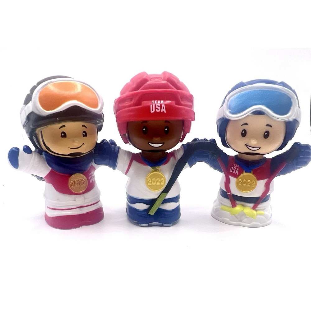 3 Fisher Price Little People 2022 Winter Olympics‎ Ski Snowboard Hockey